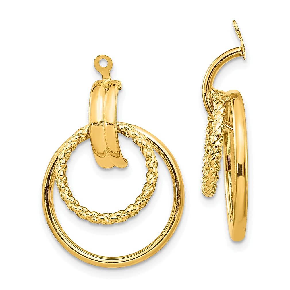 14K Yellow Gold Twisted Ear Jacket Stud Earrings for Women - Elegant Fine Jewelry Gift for Her - Perfect for Parties, Weddings & Everyday Wear