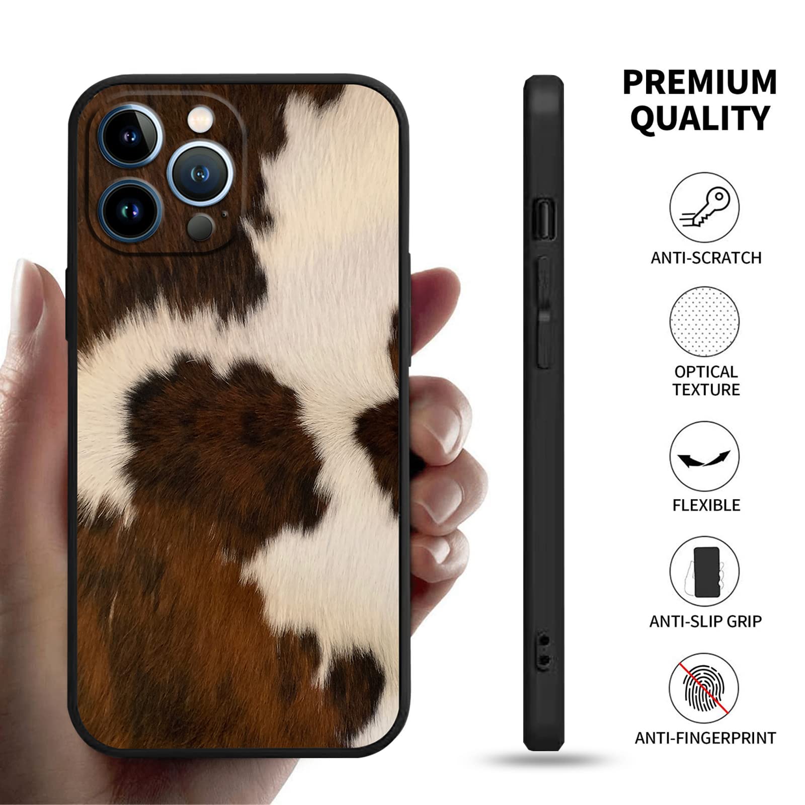 **Western Cowhide Print TPU Phone Case for iPhone 12 Pro Max 6.7 Inch (2020) - Fashion Luxury Protective Cover for Women & Girls | Cute & Durable Design for Everyday Use, Travel & Work**