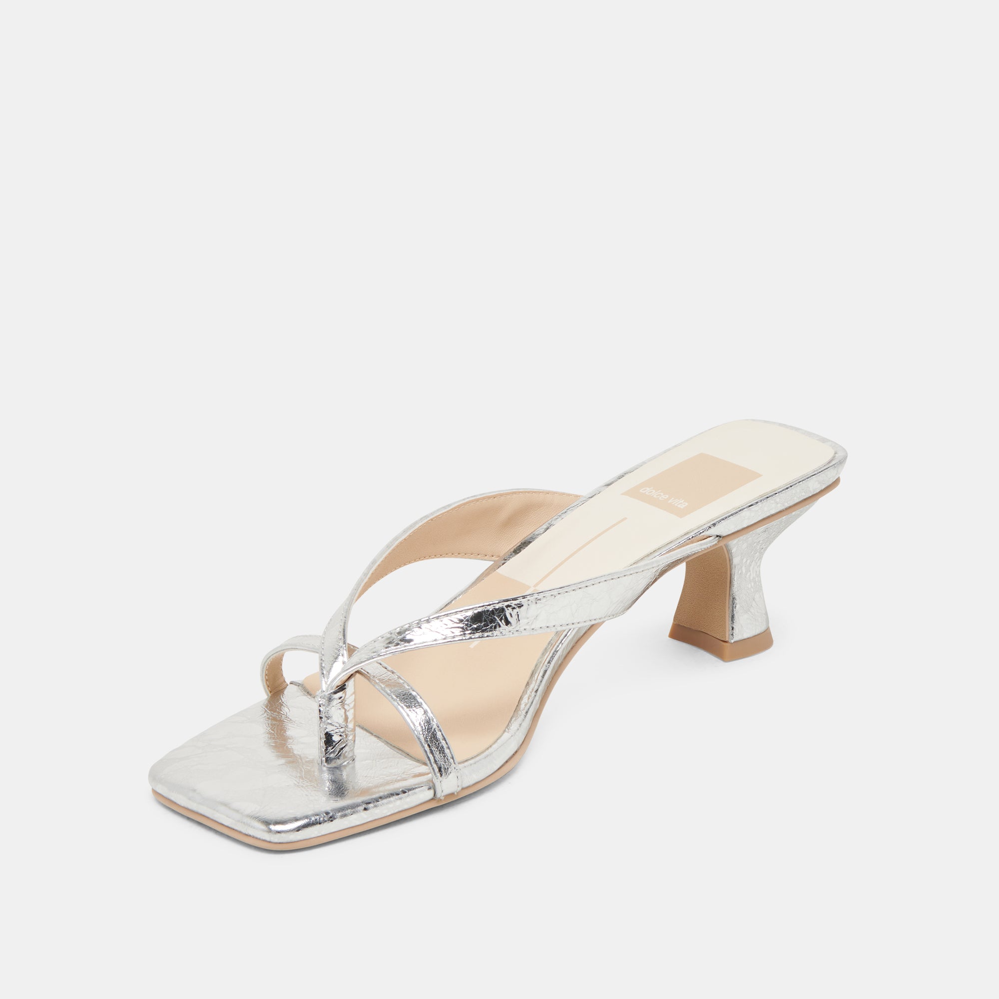 BREVEL Women's Silver Distressed Leather Heels - Stylish High Heels for Parties, Weddings & Evening Events