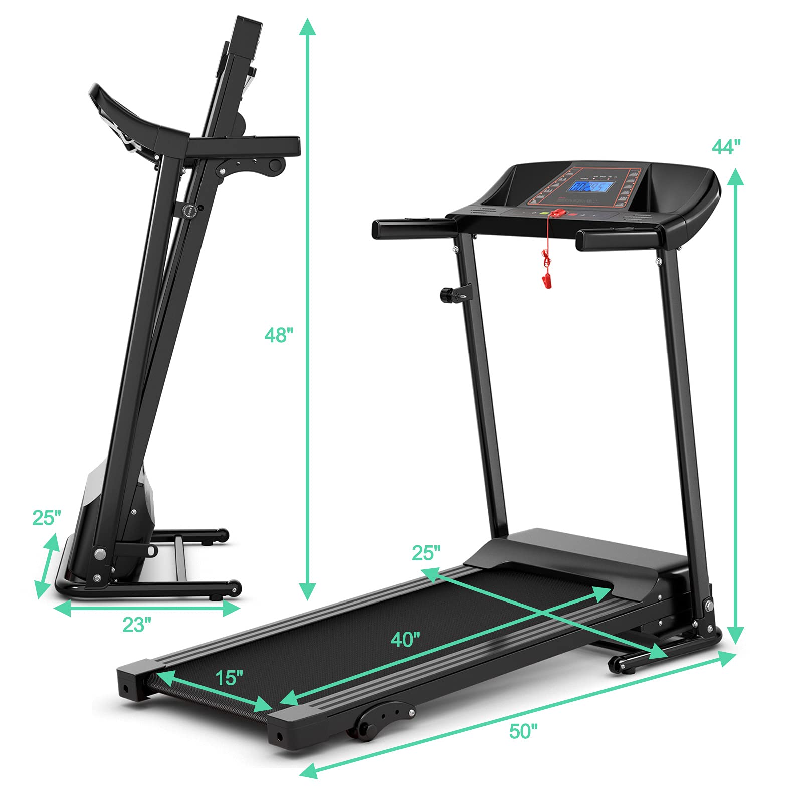 GYMAX Foldable Treadmill for Home - Manual Incline Walking & Running Machine with 12 Preset Programs, Heart Rate Monitor - Space Saving Portable Treadmill for Small Spaces, Home Office & Apartment Workouts | Perfect for Cardio, Weight Loss & Indoor Exercise