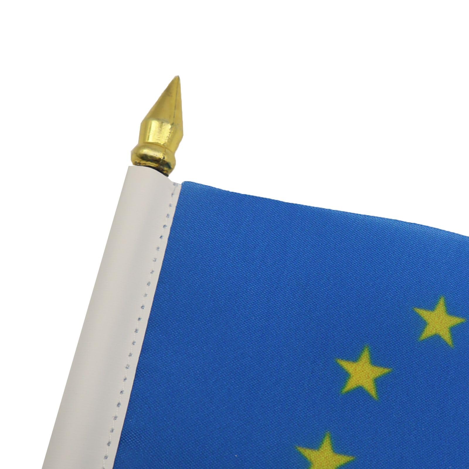 AZ FLAG - Europe Table Flag 4'' x 6'' (15 x 10 cm) - European Union Mini Desk Flag with 10'' Golden Spear Pole - 100% Polyester Office Banner - Perfect for Home, Office Decor & International Events