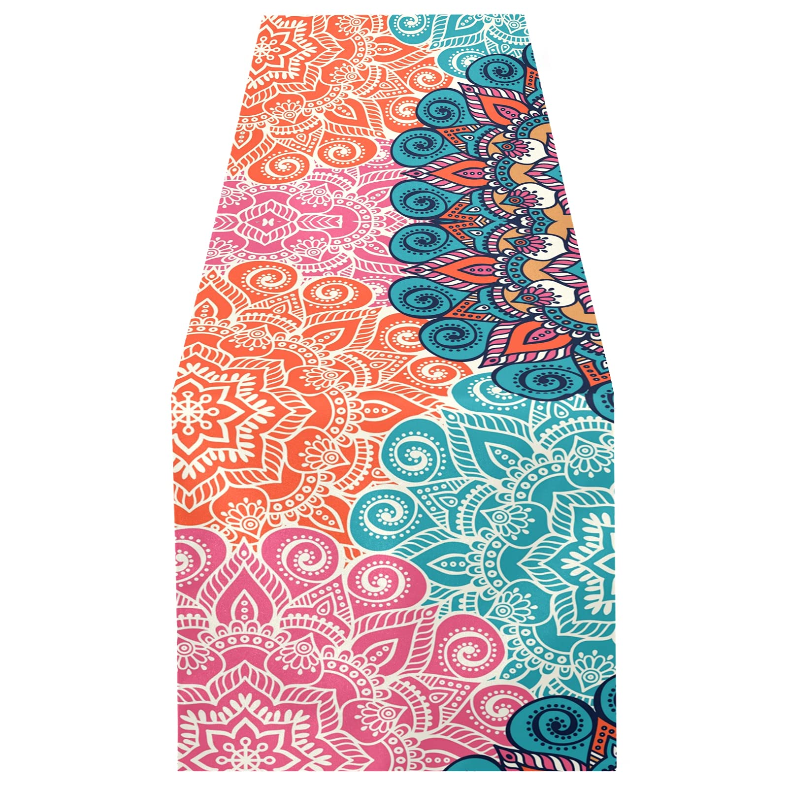 Xigua 14x108 Inch Tribal Flower Paisley Table Runner - Elegant Dresser Scarf for Kitchen, Coffee Table, Dining Room, Bedroom & Living Room Decor | Perfect for Holiday Dinners, Wedding Centerpieces & Home Staging