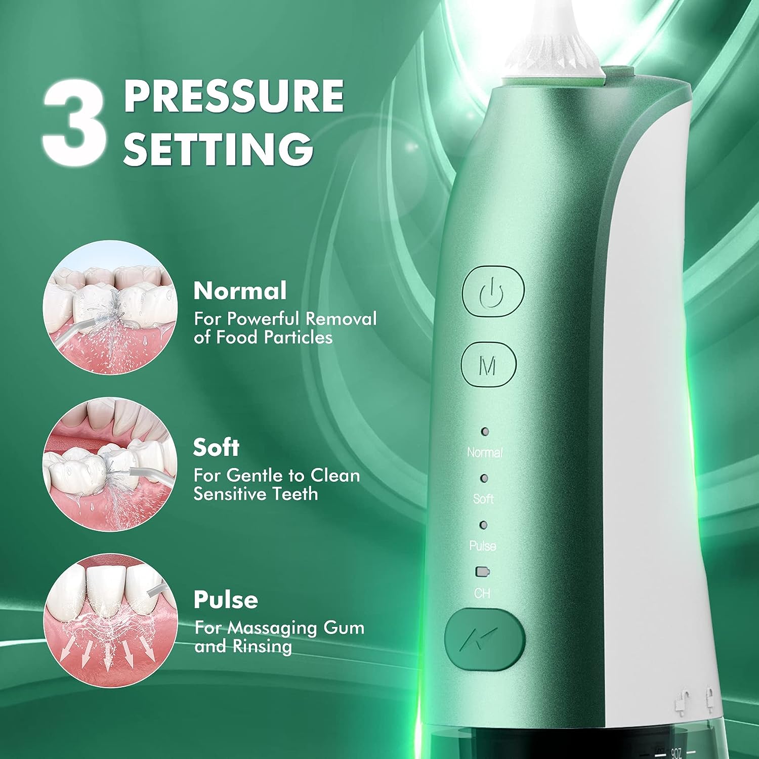 Premium Cordless Water Flosser for Teeth - Rechargeable Oral Irrigator with 8 Jet Tips & 360° Rotation | Perfect for Travel, Braces, and Deep Dental Cleaning at Home