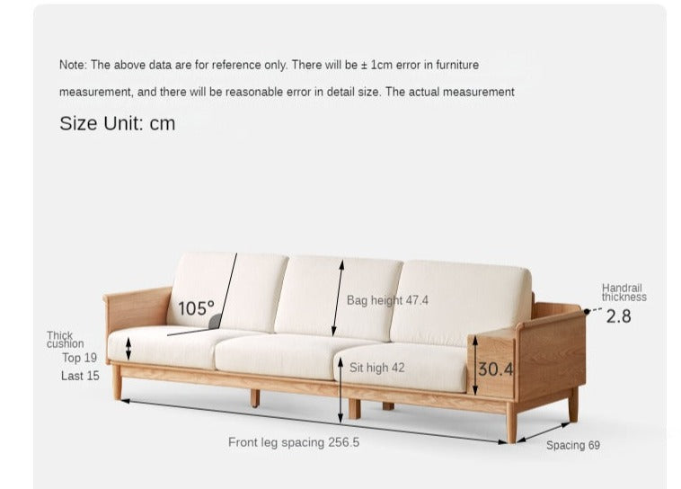 Oak Solid Wood Space-Saving Storage Sofa - Functional Multi-Purpose Sofa Bed with Hidden Storage for Small Apartments, Living Rooms & Guest Rooms
