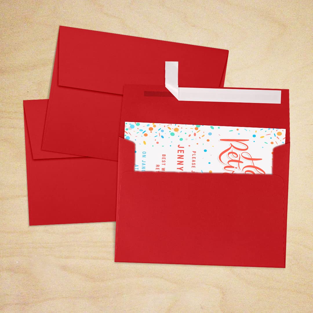 LUXPAPER A7 Printable Invitation Envelopes for 5x7 Cards - 80 lb. Ruby Red, Peel & Press Seal, 1000 Pack (5.25