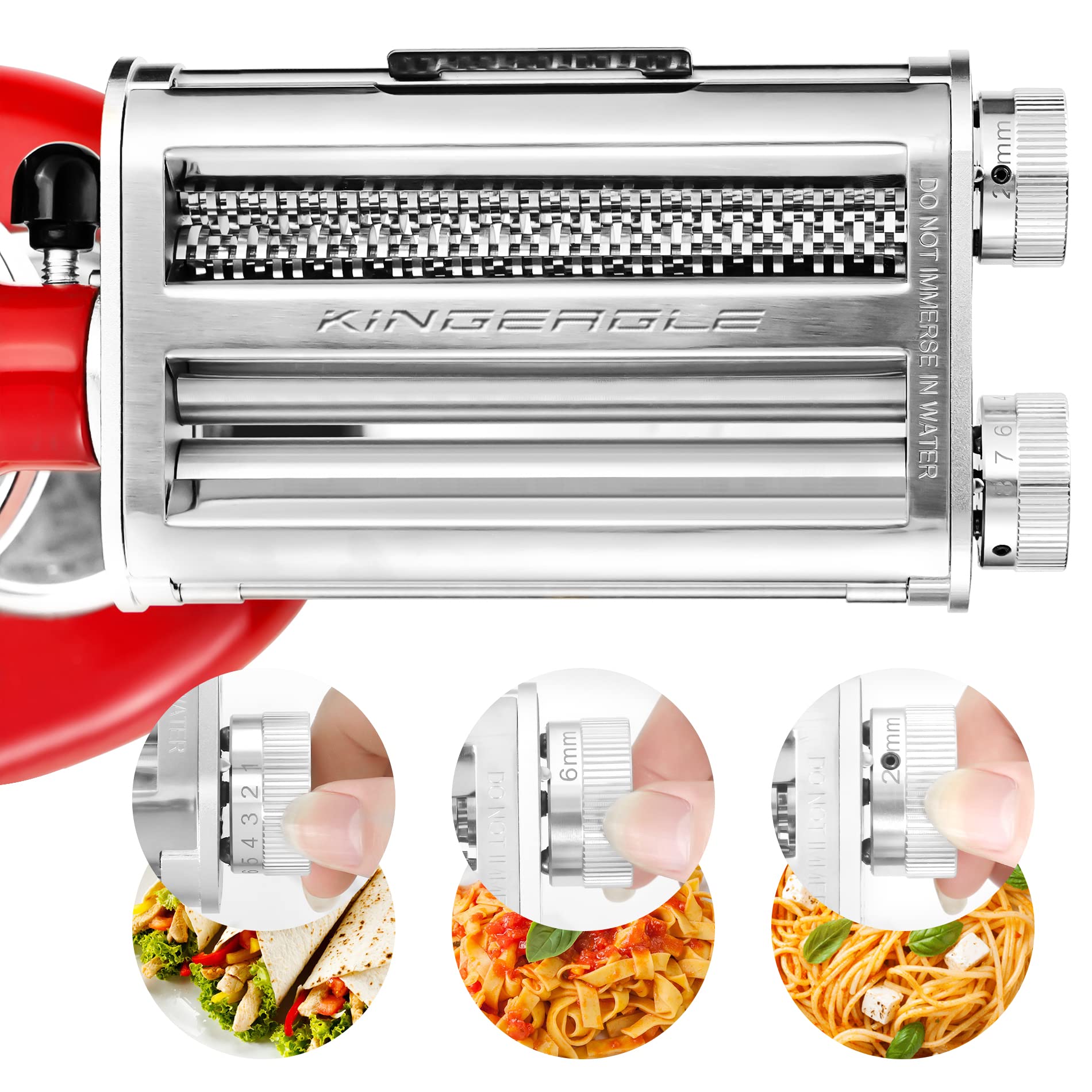 KitchenAid Pasta Roller & Cutter Attachment Set - 3-in-1 Dough Sheet Roller with Spaghetti & Fettuccine Cutters for Stand Mixers | Perfect for Homemade Pasta, Italian Cuisine & Family Cooking