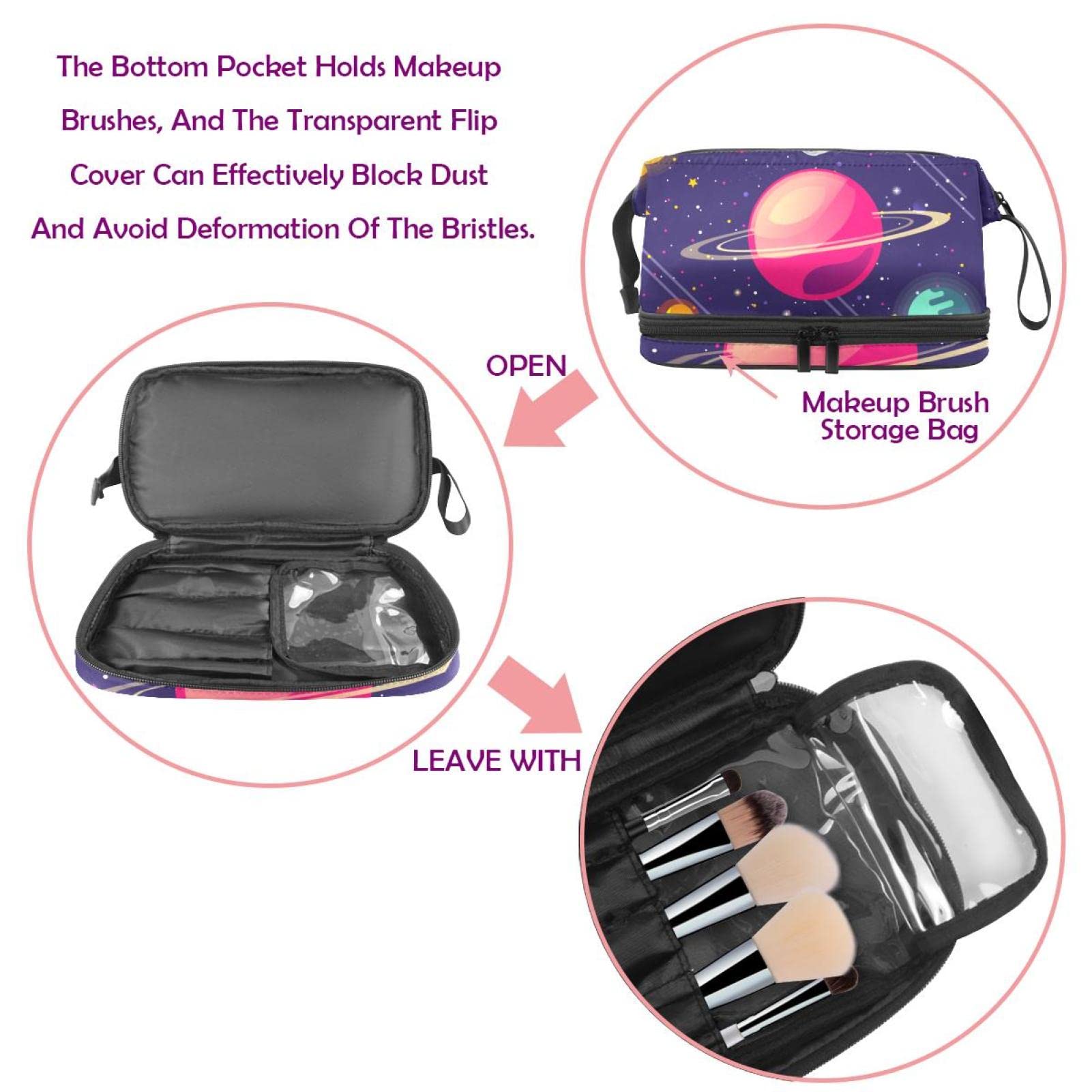 Large Travel Cosmetic Bag for Women - Space Planets Nebula Design Makeup Organizer & Toiletry Pouch | Perfect for Vacation, Gym, and Daily Essentials Storage