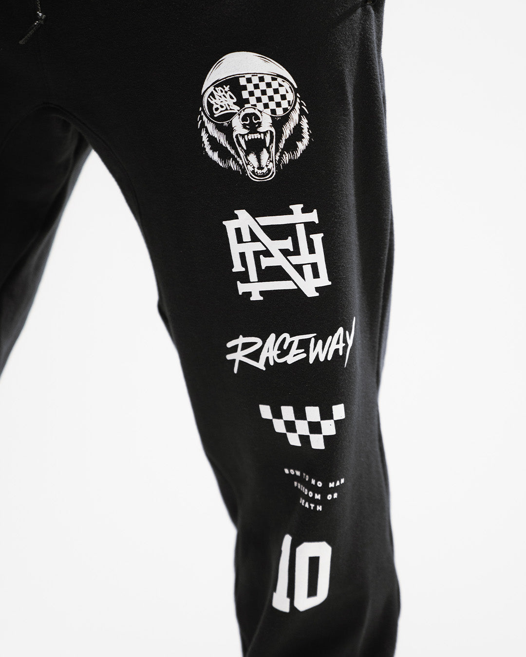 Race Bear Fitted Joggers for Men - Comfortable Black Athletic Pants for Running, Gym & Casual Wear