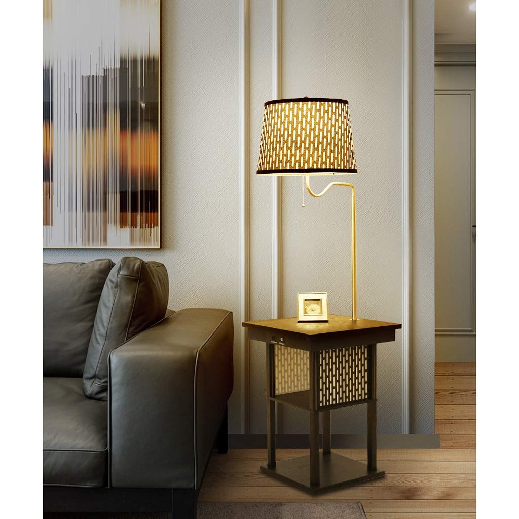 GAOXIN Rechargeable Coffee Table with Built-in LED Floor Lamp - Modern Living Room, Bedroom & Study Storage Rack with Umbrella Stand - Multi-Functional for Reading, Relaxing & Home Decor (AA+ Rated)