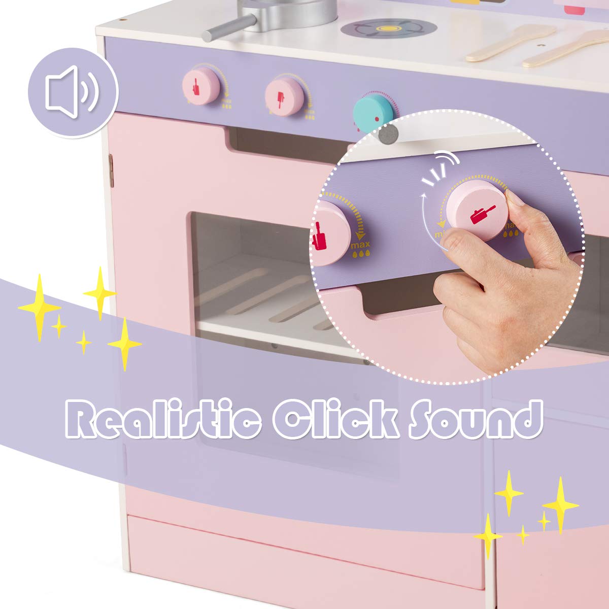 Costzon 2-in-1 Kids Play Kitchen & Wooden Pretend Cafe Set with Stove, Oven, Microwave & Storage - Interactive Cooking Toy for Toddlers & Preschoolers - Perfect for Role Play, Birthday Gifts & Indoor Pretend Play (Pink)