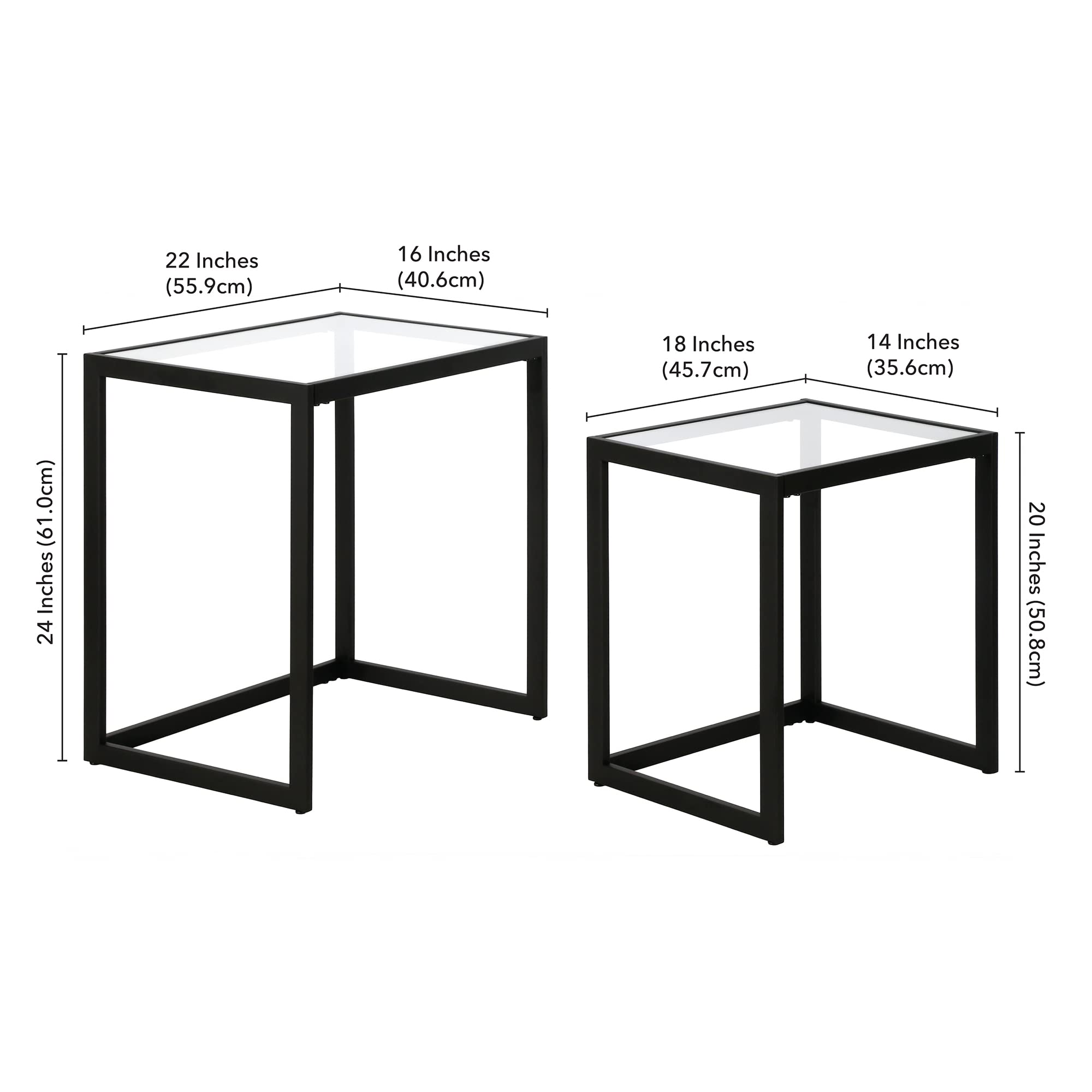 Henn&Hart Rectangular Nested Side Table Set - Blackened Bronze Finish - Modern End Tables for Living Room, Bedroom & Office - Perfect for Coffee Table Decor, Nightstand or Small Space Furniture
