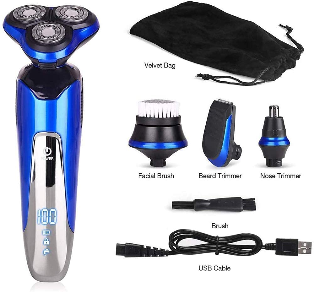 Rechargeable Electric Shaver - IPX6 Waterproof for Wet/Dry Shaving at Home & Travel