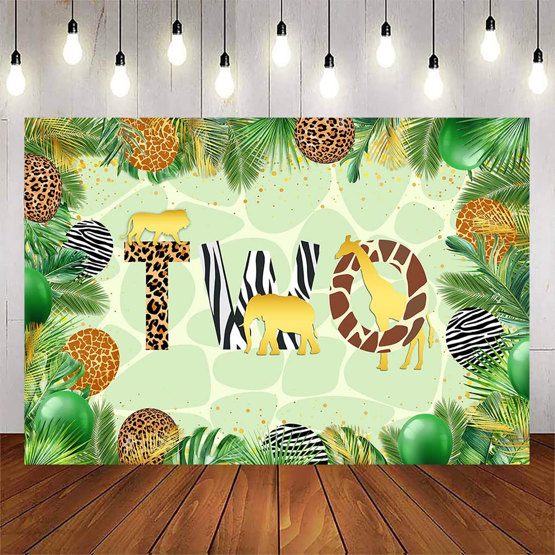 Avezano Safari Animal Birthday Backdrop - Jungle Themed 2nd Birthday Party Decorations Banner with Wild Animals - Perfect for Kids Birthday Party, Baby Shower, and Photo Booth Background