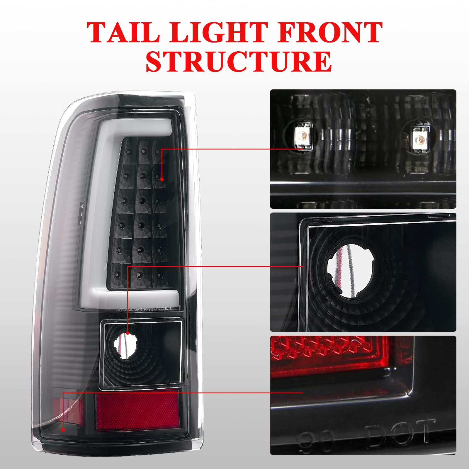 WonVon LED Tail Lights Compatible with 2003-2006 Chevy Silverado 1500/2500/3500 & 2007 Classic - C-Type Black Housing Brake Lamps (Pair) - OE Replacement for Driver & Passenger Side - Perfect for Truck Upgrades & Night Driving Safety