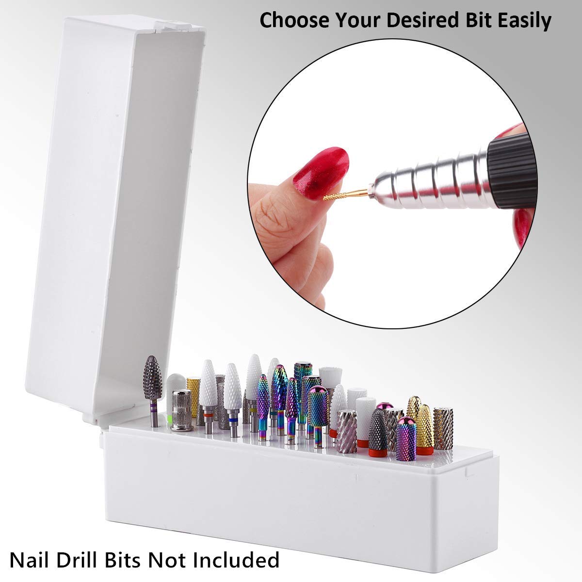 30 Holes Nail Drill Bit Holder with Dust-Proof Cover - Professional Manicure Tool Organizer for Nail Artists & Salons - Perfect for Nail Drill Storage, Display & Travel Case