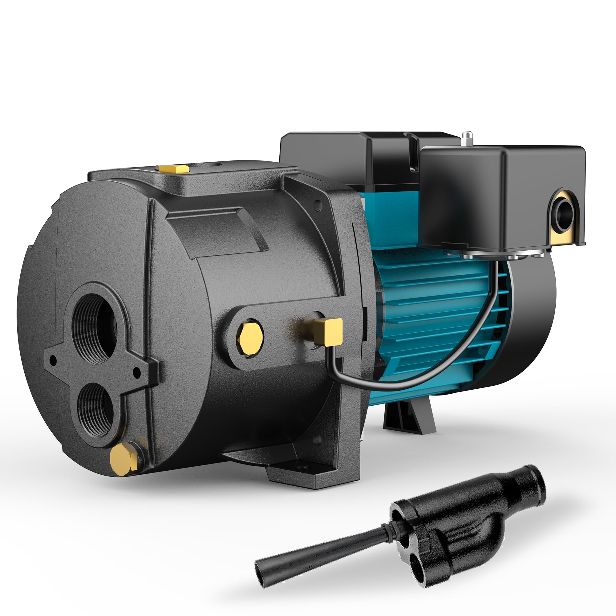 1HP Shallow/Deep Well Jet Pump with Ejector Kit - 115V/230V Heavy Duty Cast Iron Water Pump for Wells up to 50ft - Automatic Pressure Switch - Ideal for Farm Irrigation, Lawn Sprinkler Systems & Garden Watering
