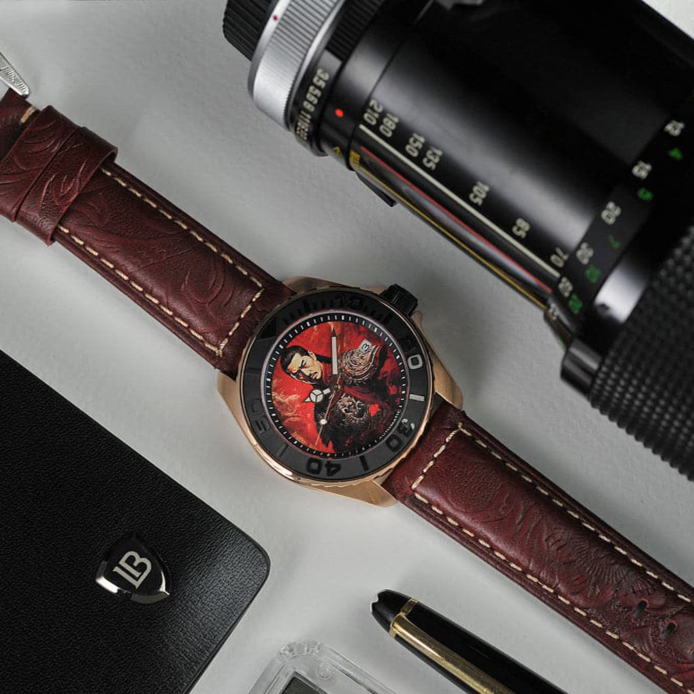 AG Collective The Regal San Guo Series Red Dial Leather Strap Men's Watch G 8040 SAN REG - Luxury Chinese-Inspired Timepiece for Business, Formal Events & Collectors