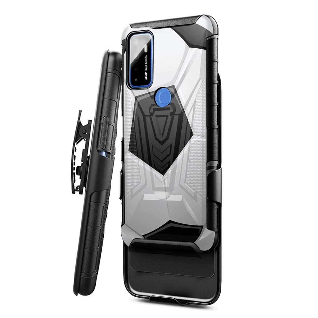 **Military Shockproof Phone Case for Cricket Dream 5G & AT&T Radiant Max 5G – Heavy Duty Belt Clip Holster with Kickstand, Soccer Ball Design – Perfect for Outdoor Sports & Work**