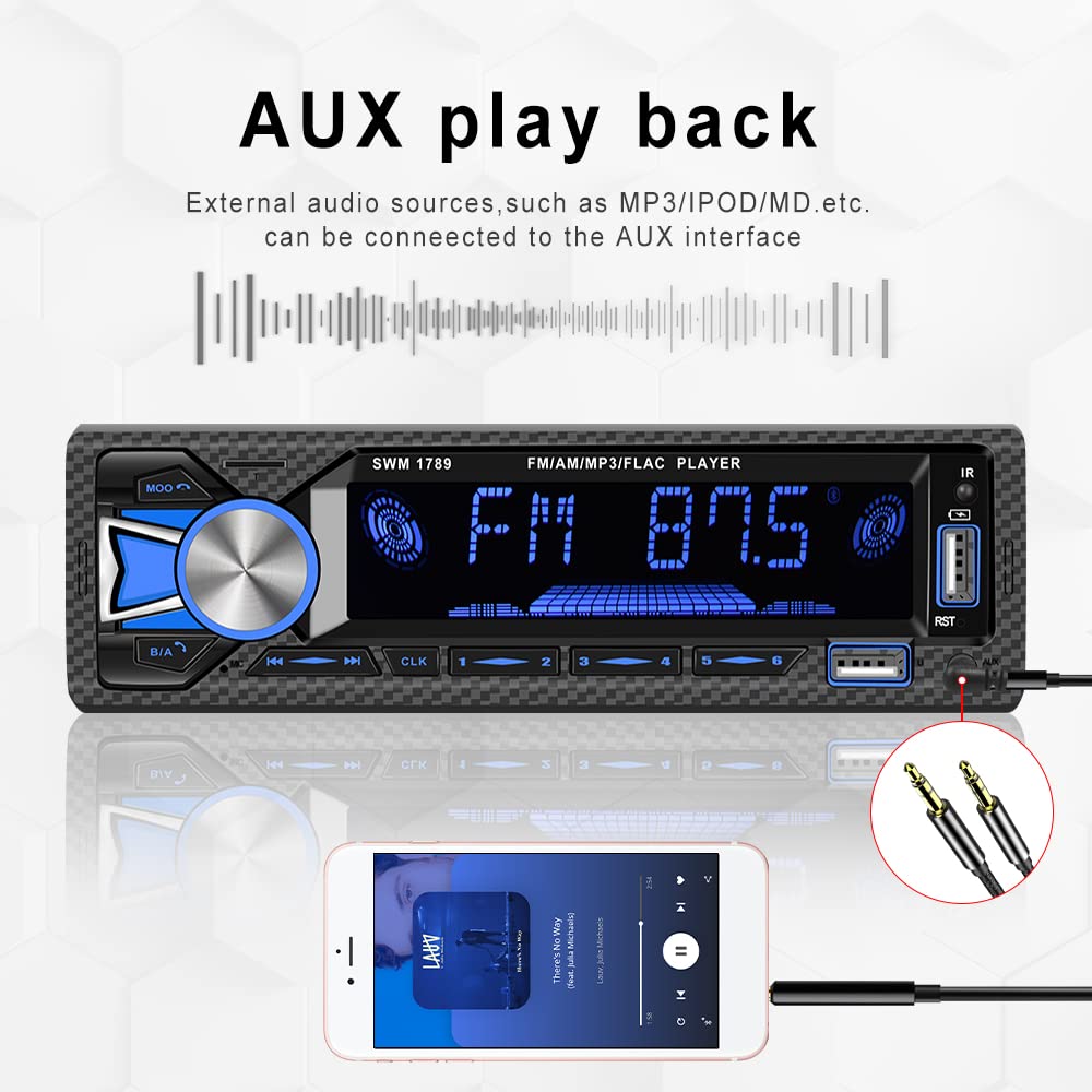 Rimoody Single Din Car Stereo with Bluetooth, FM Radio, MP3 Player - USB/SD/AUX Input, Hands-Free Calling & Remote Control - Perfect for Upgrading Your Car Audio System on Road Trips & Commutes