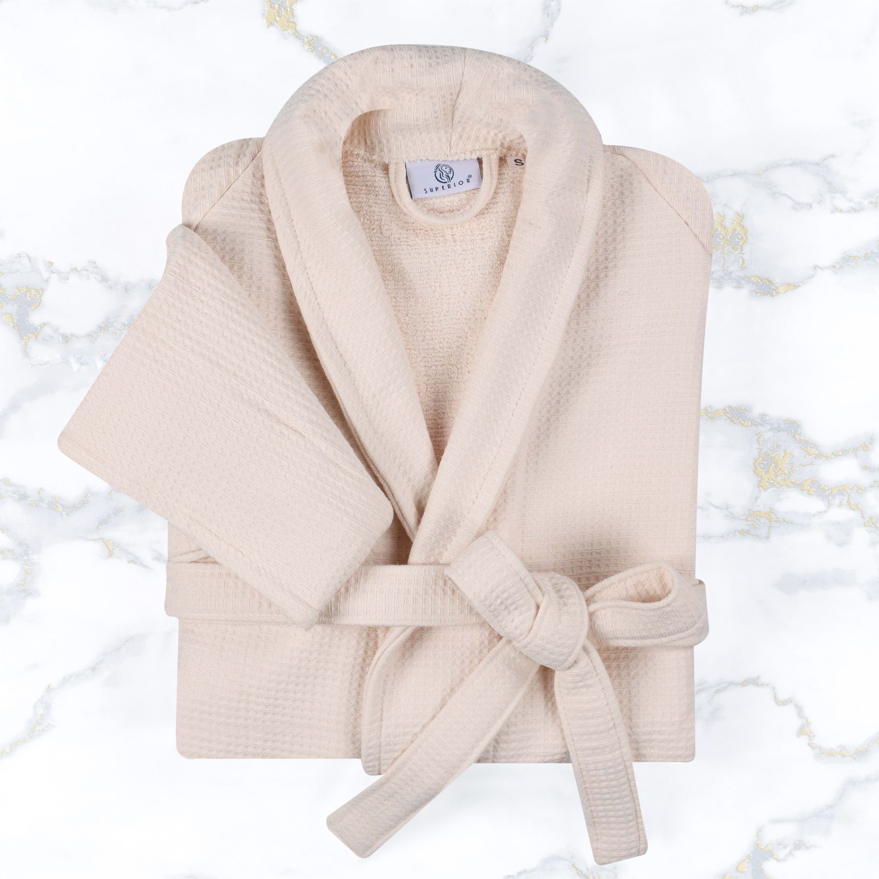 Premium Waffle Weave Cotton Bathrobe - Ultra Soft & Lightweight Unisex Oversized Robe for Men & Women | Perfect for Spa, Lounge & Post-Shower Comfort