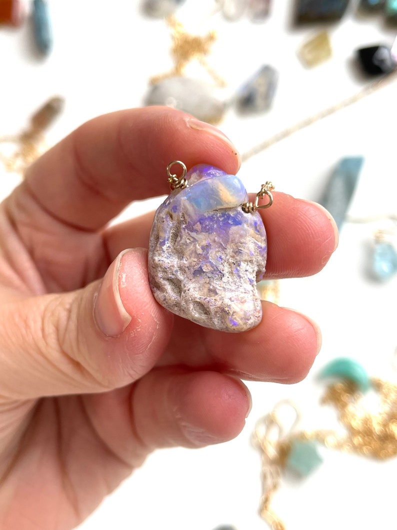 Natural Australian Opal Pendant Necklace - 14K Gold Filled Chain - Elegant Jewelry Gift for Women, Birthday, Anniversary & Special Occasions