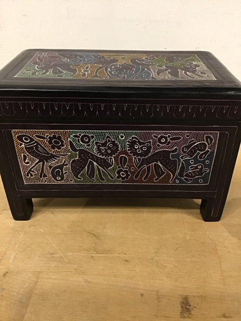 7.5 x 5 Inch Blue Hand-Painted Decorative Wooden Box - Perfect for Jewelry Storage, Gift Wrapping & Home Decor