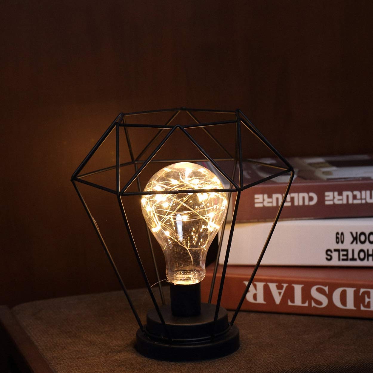 Modern Black Metal Wire Table Lamp - Retro Nightstand Light for Bedroom & Living Room
