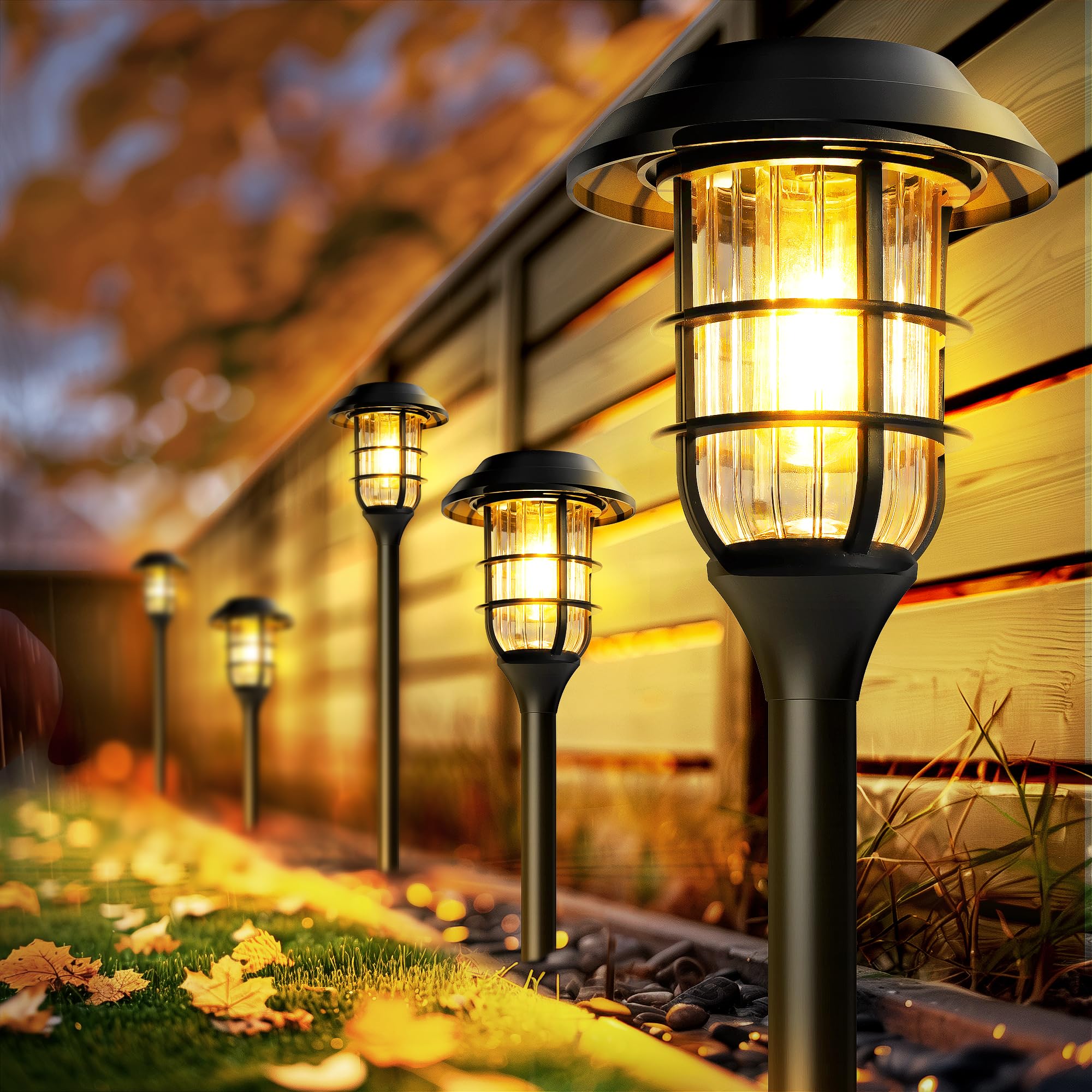 GIGALUMI 6 Pack Solar Pathway Lights Outdoor Waterproof - Bright Solar Garden Lights for Yard, Walkway, Driveway - Solar Powered Landscape Lighting for Garden, Patio, Lawn Decoration (Ideal for Outdoor Evening Ambiance)