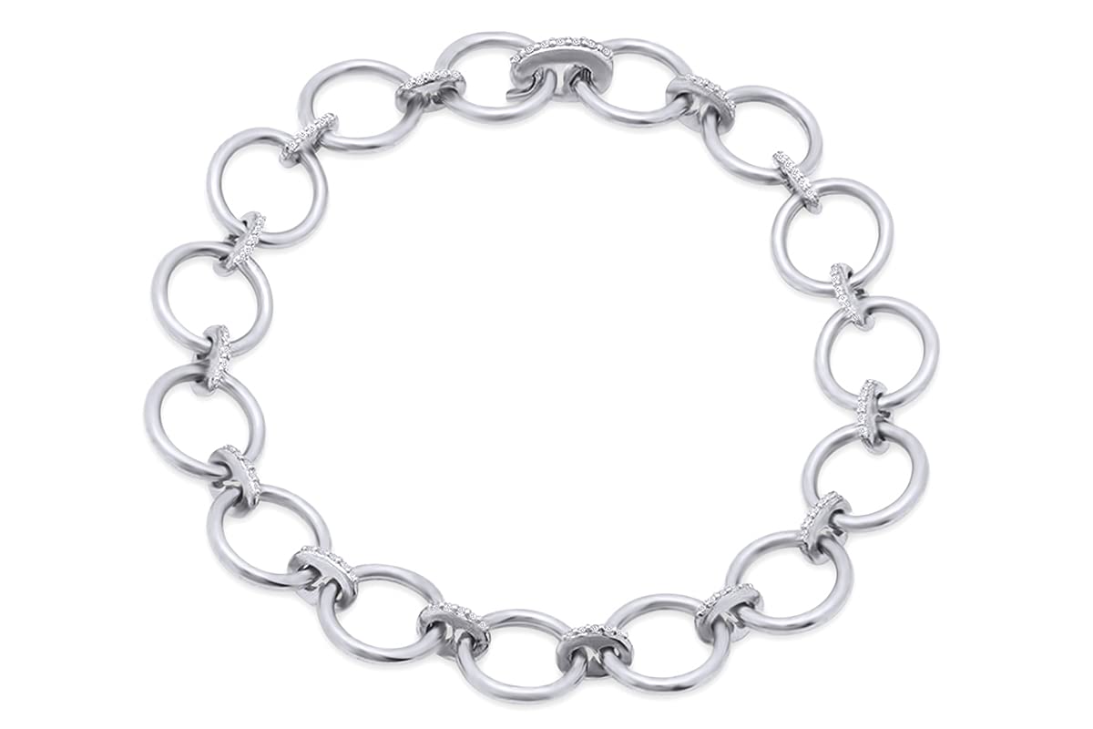**AFFY 14K Gold Over Sterling Silver 1/4 Carat Round Cut Natural Diamond Bracelet (0.25 Cttw, I-J Color, I2-I3 Clarity) – Elegant Chain Link Loop Design for Women’s Everyday Wear & Special Occasions**
