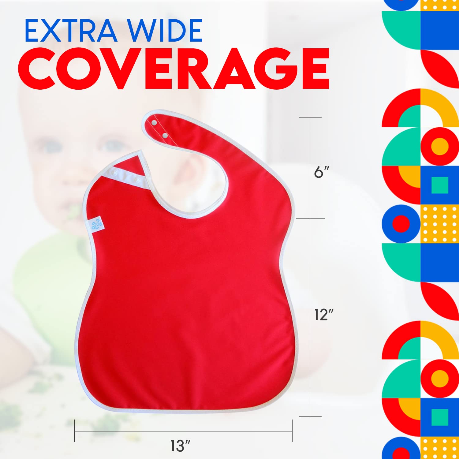 Toppy Toddler Large Waterproof Baby Bibs with Snap Buttons - 3 Pack for Boys & Girls 1-4 Years | Soft & Durable Drool & Food Protection for Mealtime, Daycare & Travel
