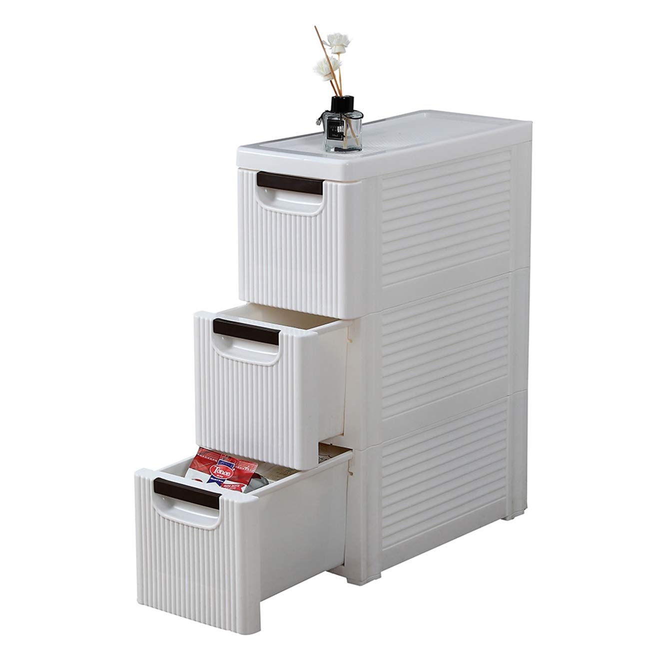 3-Drawer Rolling Cart Organizer with Wheels - Slim Narrow Storage Cabinet for Bathroom, Bedroom & Office - Portable Utility Cart for Makeup, Towels & School Supplies - MITPATY