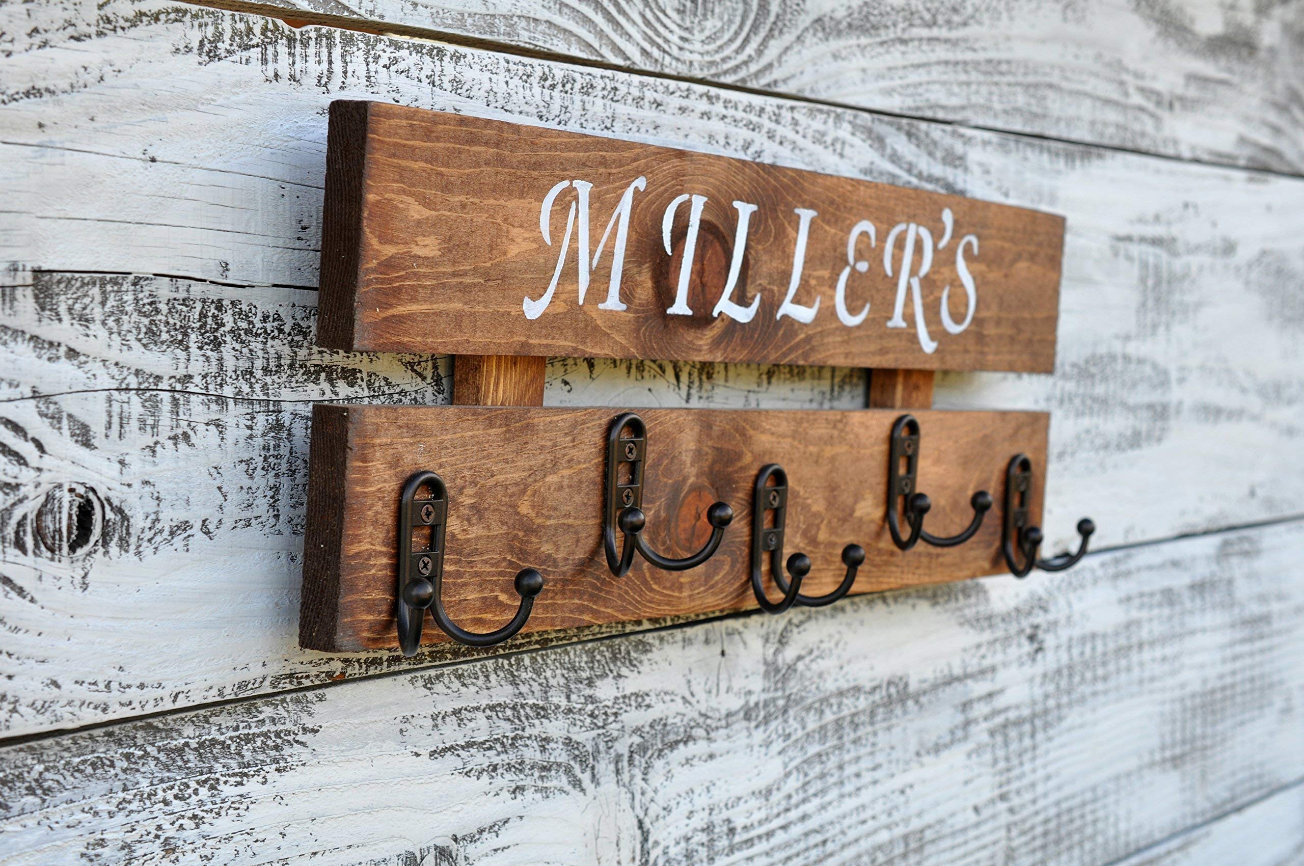 Custom Wooden Wall Coat Rack with 5 Hooks - Space Saving Entryway Organizer for Hats, Jackets & Bags | Perfect for Hallway, Bedroom & Mudroom Decor