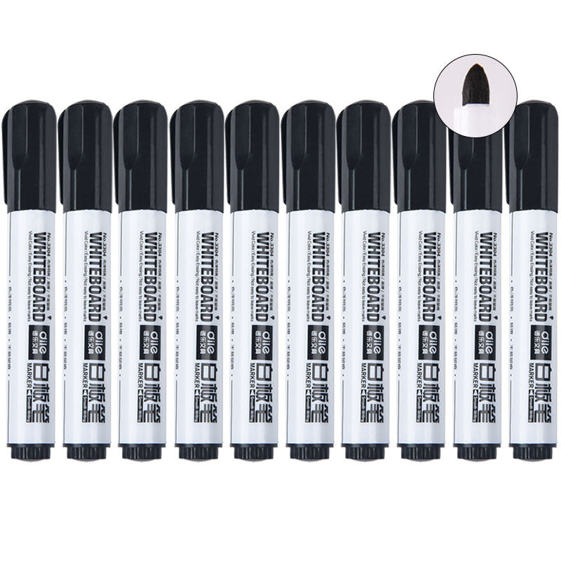 10-Pack White Board Markers with Erasable Black Ink - Fine Bullet Tip Dry Erase Markers for Office, Classroom & Home Use