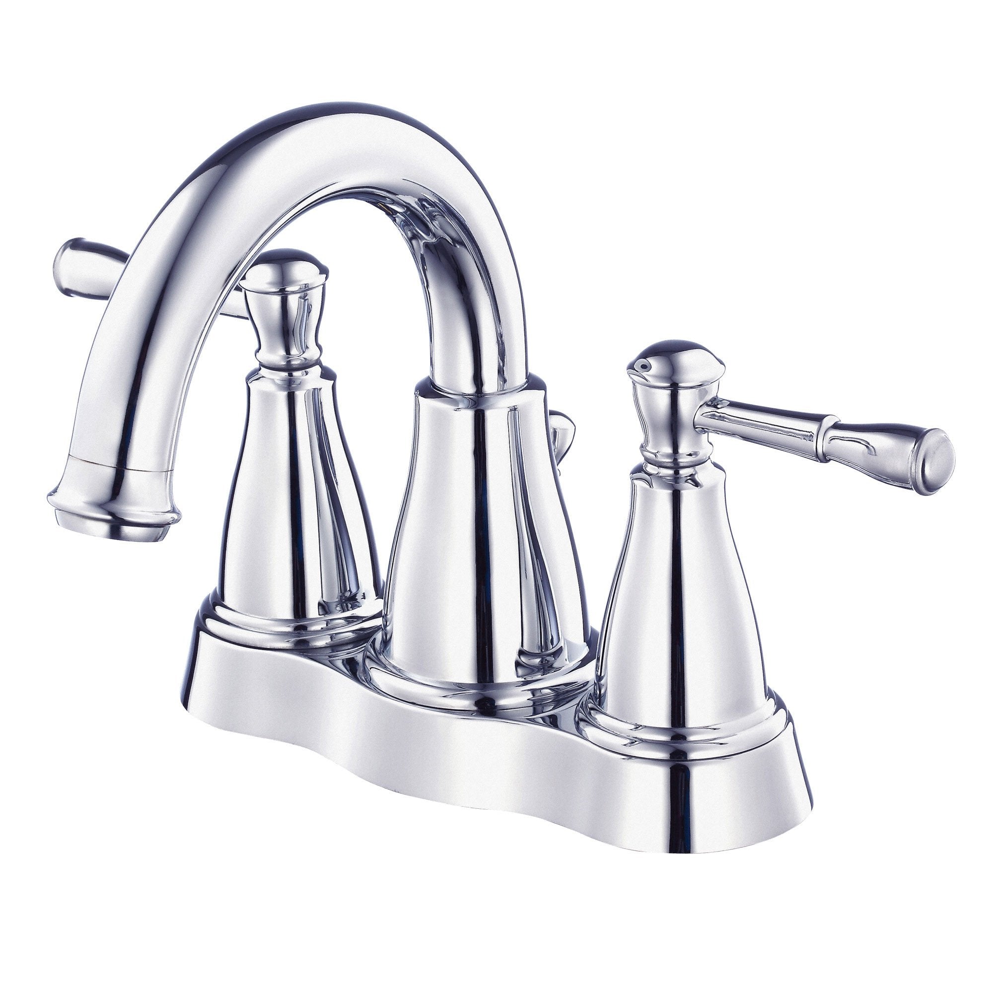 Danze Eastham Chrome Wavy Handle 4-Inch Centerset Bathroom Faucet with Pop-Up Drain - Modern Water-Saving Design for Bathroom Sink, Vanity, and Powder Room Installation