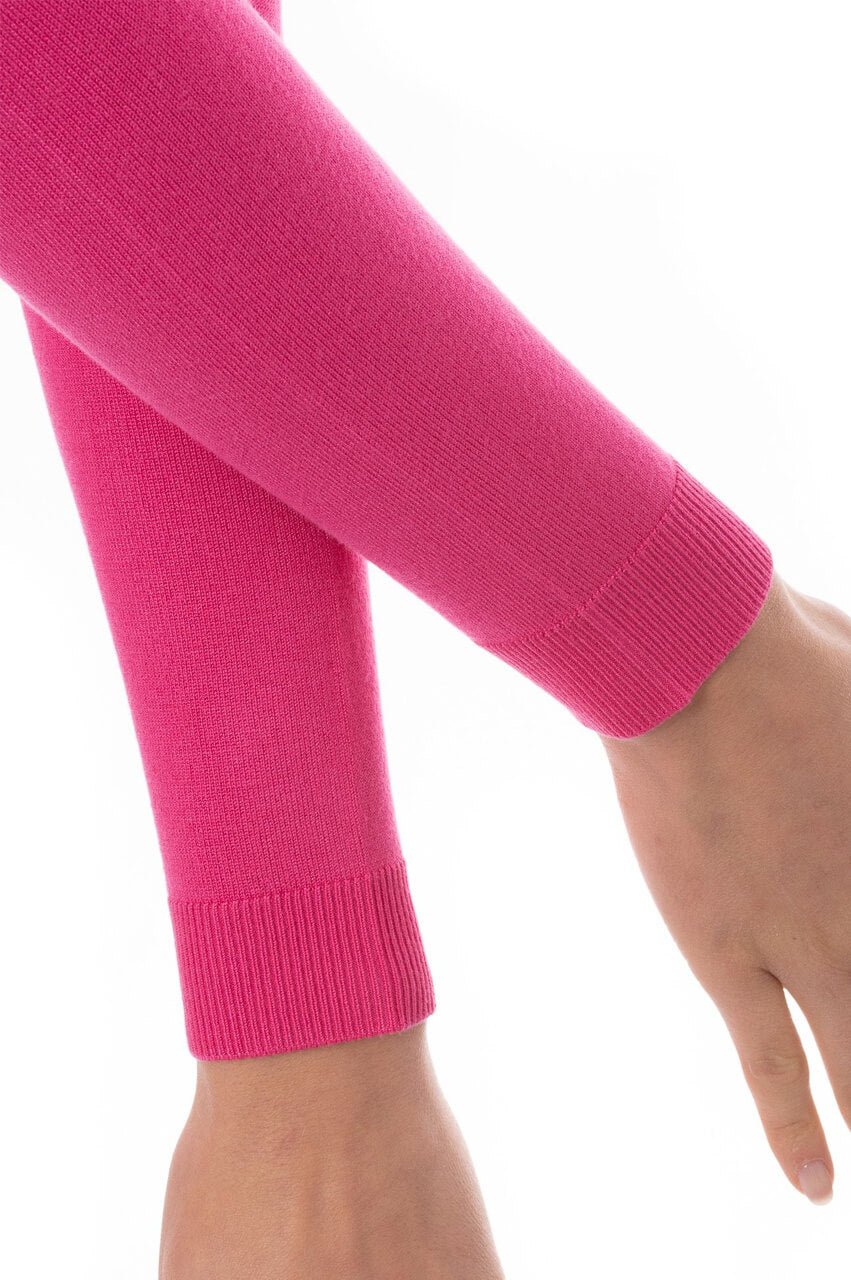 Hot Pink Stretch V-Neck Sweater for Women - Soft Comfortable Long Sleeve Pullover - Perfect for Fall, Winter & Layering Outfits
