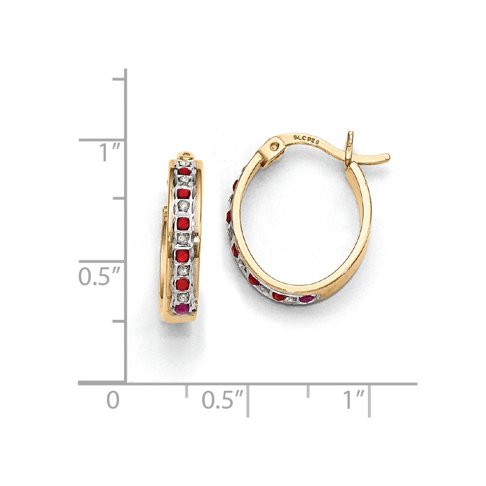 Luxury Sterling Silver & Gold-Plated Diamond & Ruby Oval Hoop Earrings for Women - Elegant Jewelry for Parties, Weddings & Special Occasions