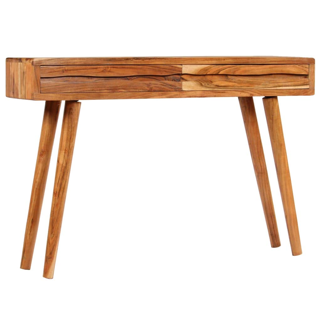 Rustic Brown Wood Console Sofa Table with 2 Carved Drawers - End Table, Computer Desk & Coffee Snack Table for Living Room, Hallway or Corridor | Perfect for Small Spaces, Home Office & Entertainment Areas
