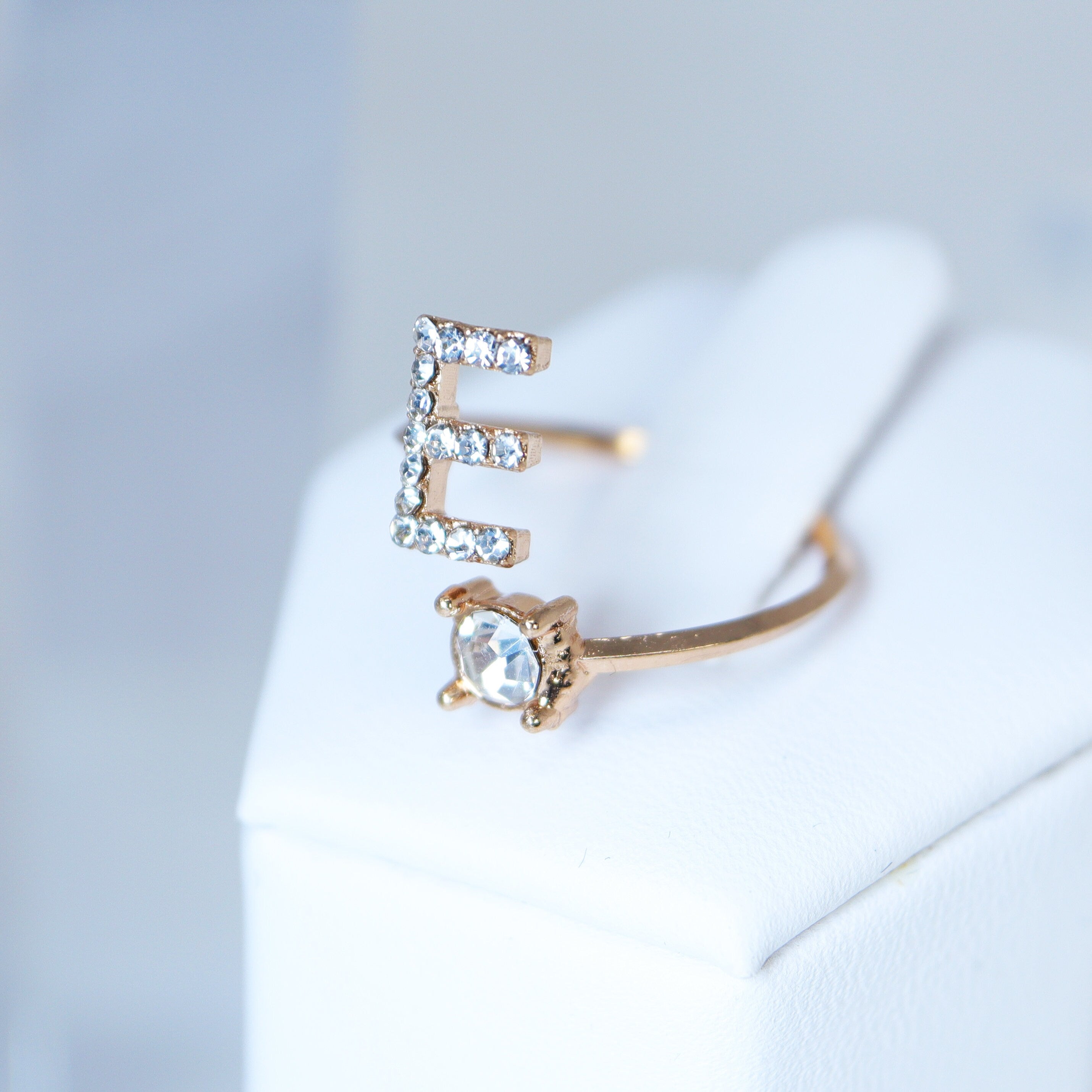 Dainty Crystal Letter E Statement Ring - Elegant Promise & Friendship Ring for Women | Perfect Gift for Best Friend, Sister, or Loved One | Ideal for Anniversaries, Birthdays, and Special Occasions