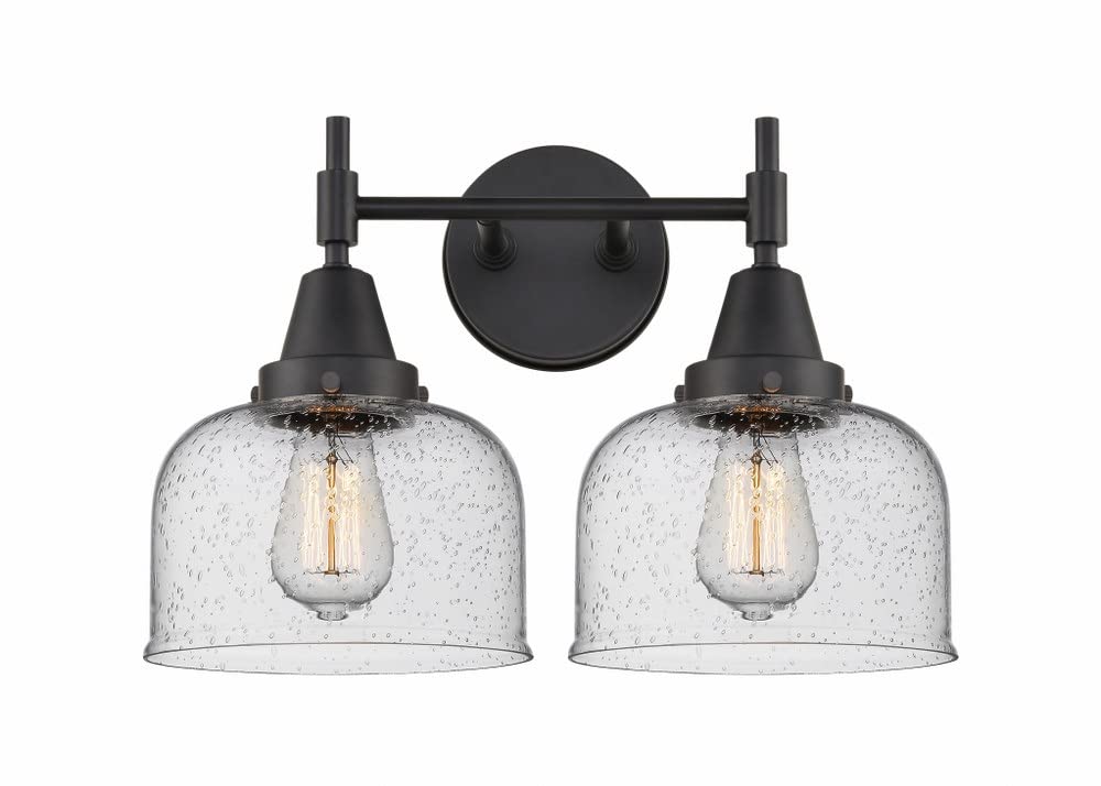 Innovations 447-2W-BK-G74 Black Transitional Two-Light Bathroom Vanity - Perfect for Modern and Classic Bathroom Decor