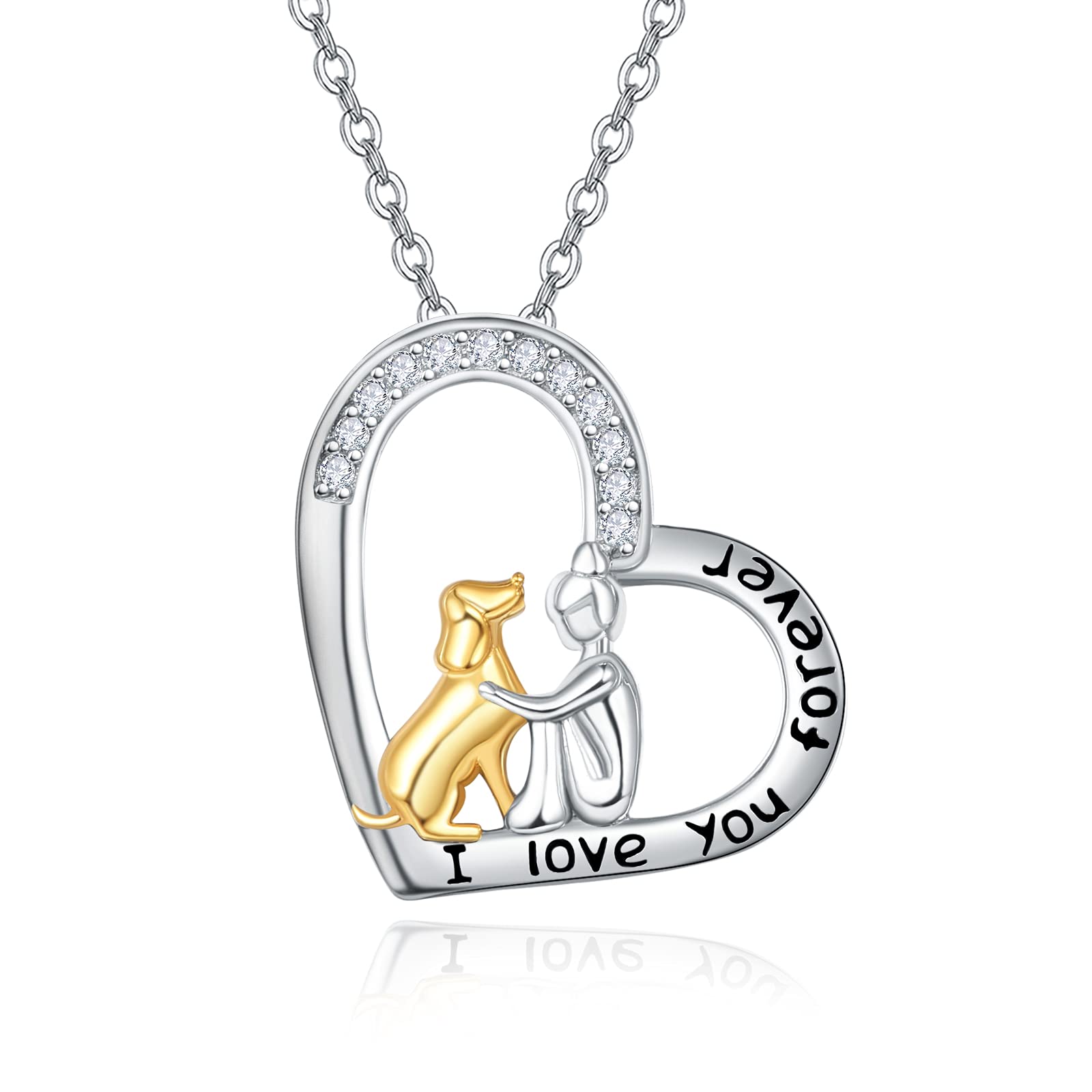 TANGPOET Sterling Silver Dog Heart Pendant Necklace for Women - Elegant Dog Lover Gift for Dog Moms - Perfect for Birthdays, Anniversaries & Everyday Wear