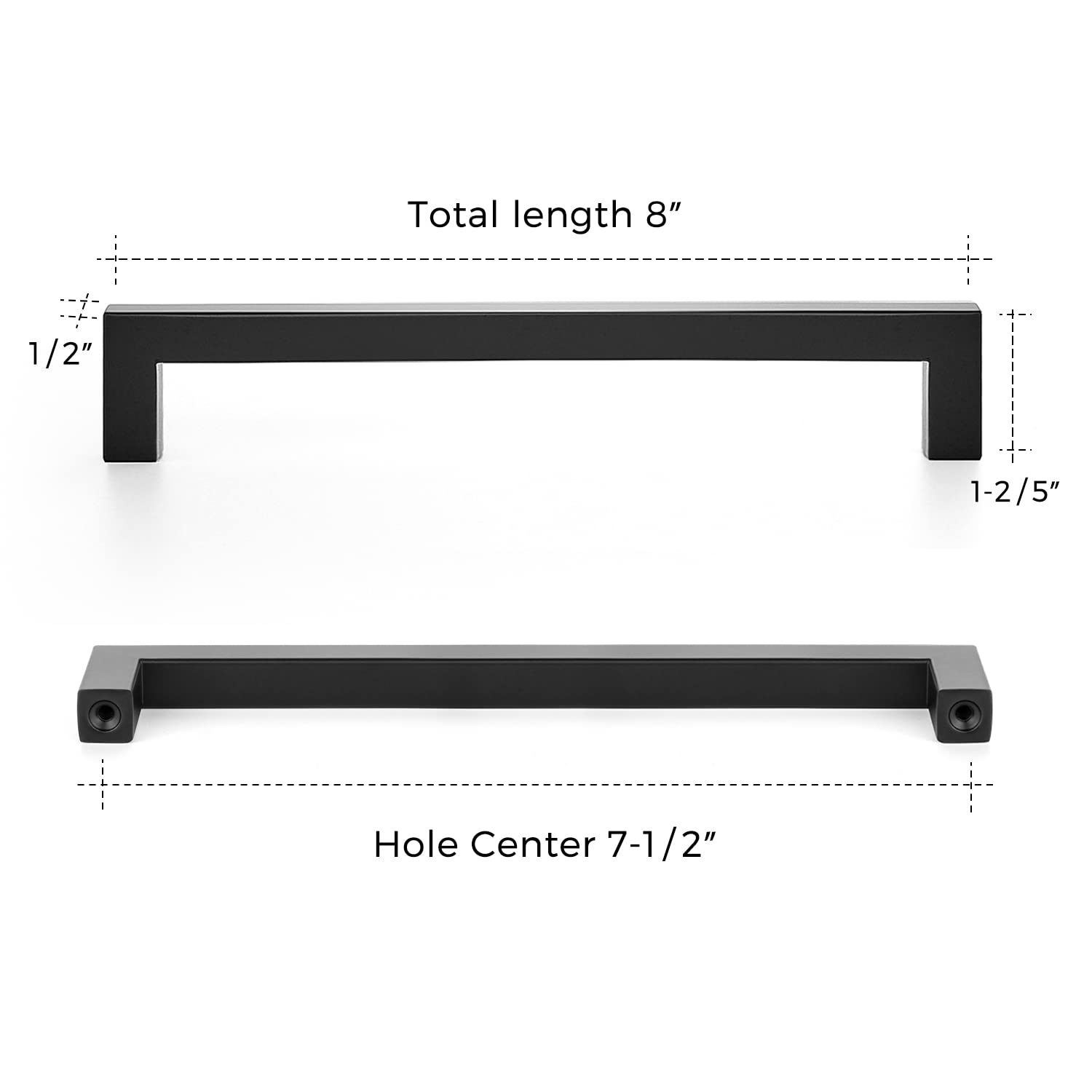 Home Expert 25 Pack 7-1/2 Inch Black Cabinet Pulls - Stainless Steel Square Drawer Handles for Kitchen Cabinets, Drawers & Doors - Modern Matte Black Hardware for Home Renovation & Furniture Upgrade