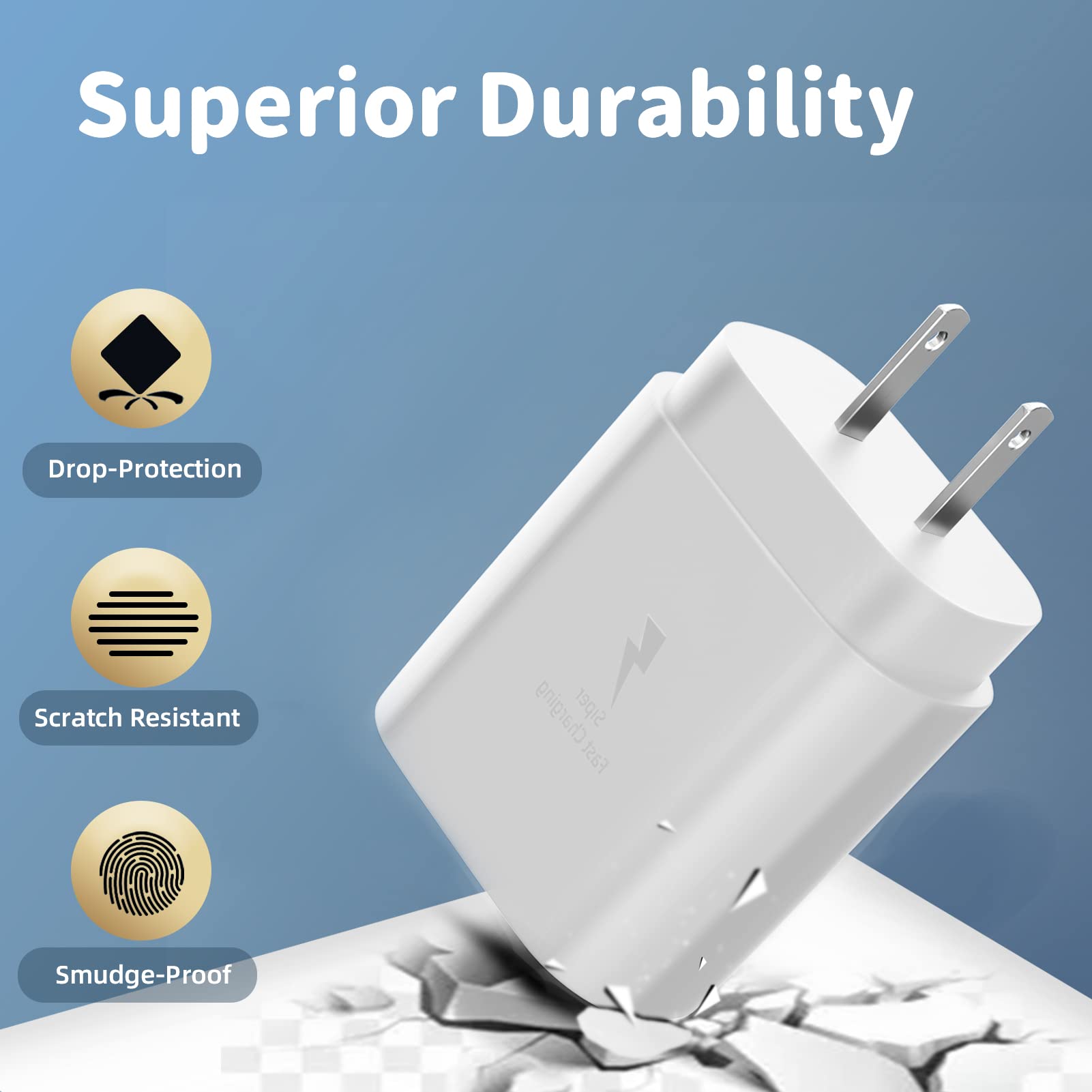 2-Pack 25W USB C Fast Charger with PD - Compatible with Samsung Galaxy S9/S10/S20/S21/Ultra/Plus, Pixel, LG & More - Wall Adapter & Power Cord for Quick Charging - Perfect for Home, Office & Travel