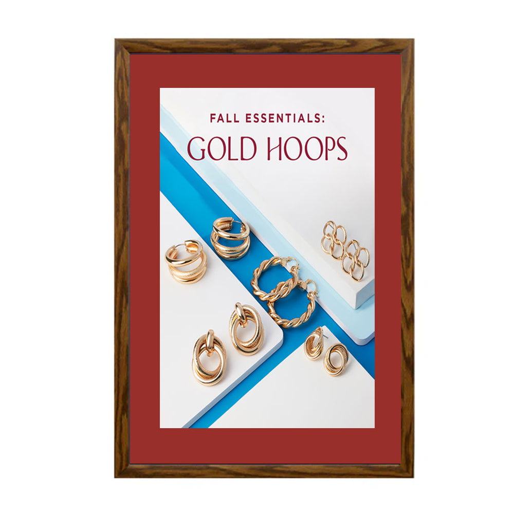 10x12 Designer Wood Snap Frames for Posters - 4 Wide Matboard Display - Perfect for Home Decor, Office Art & Gallery Exhibitions