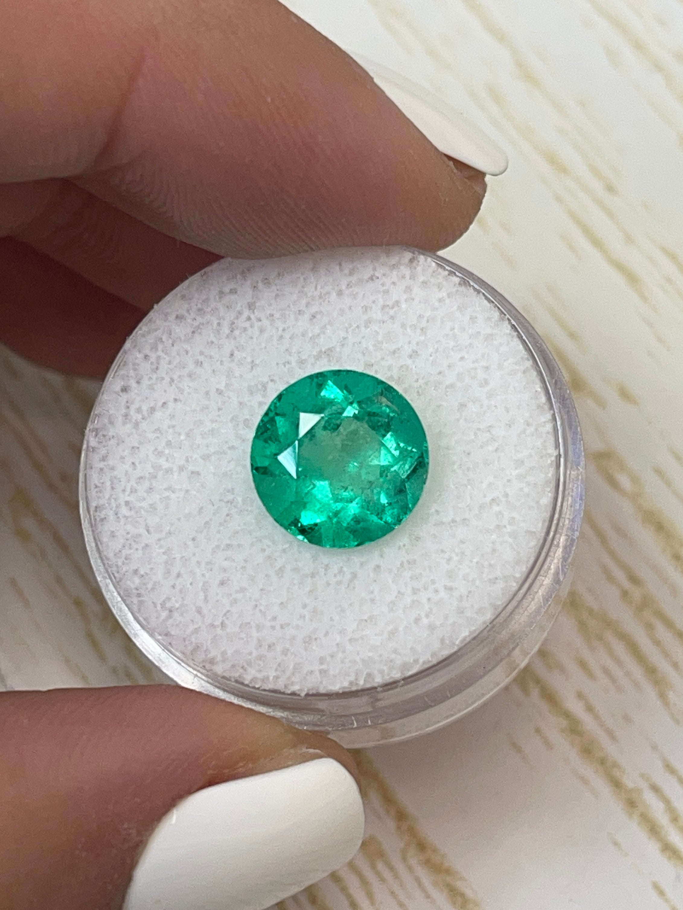 3.79 Carat 10x10mm Vibrant Green Natural Round Loose Colombian Emerald Gemstone for Jewelry Making, Engagement Rings & Luxury Gifts