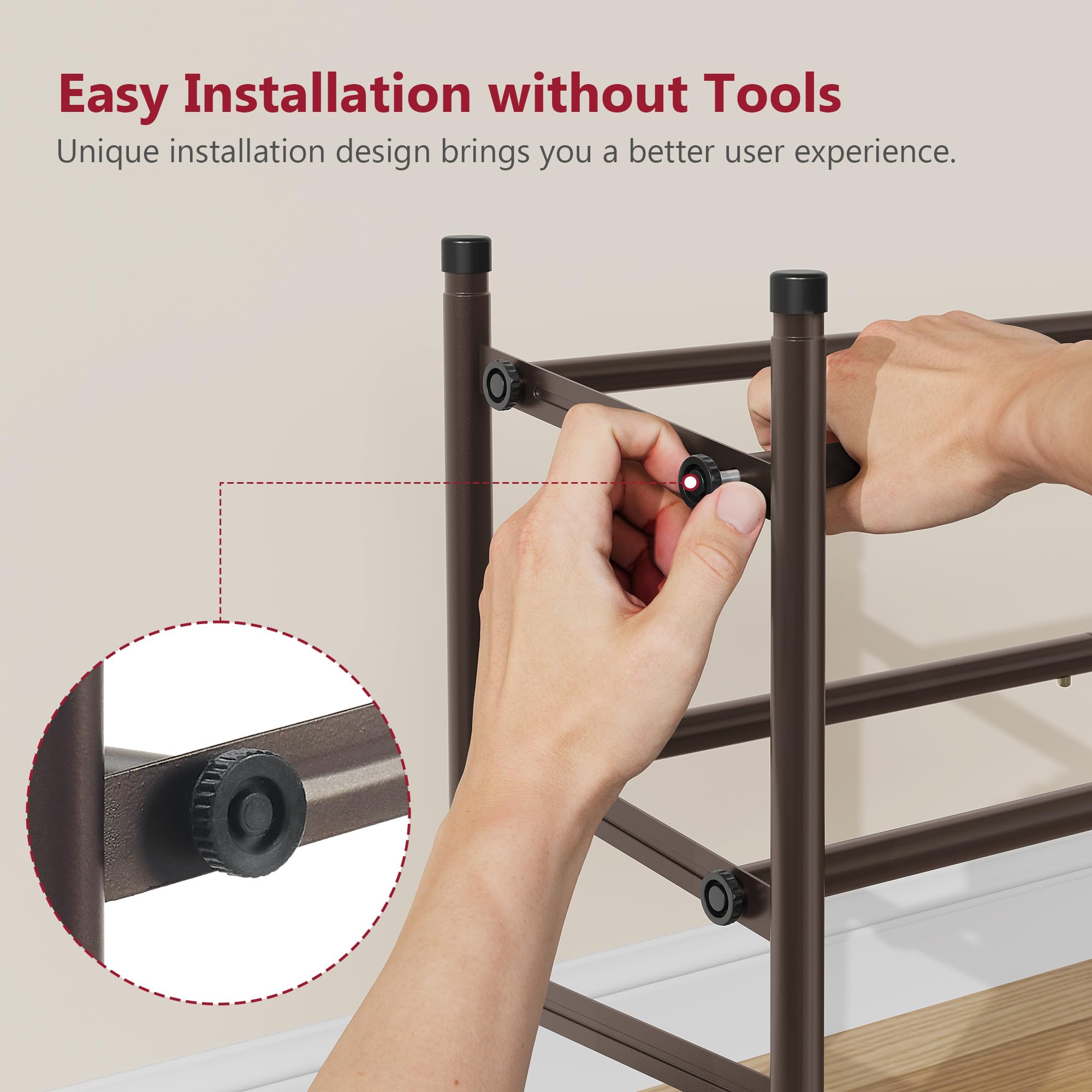 Tajsoon 2 Tier Expandable Shoe Rack Organizer - Adjustable & Stackable Metal Shoe Shelf (28