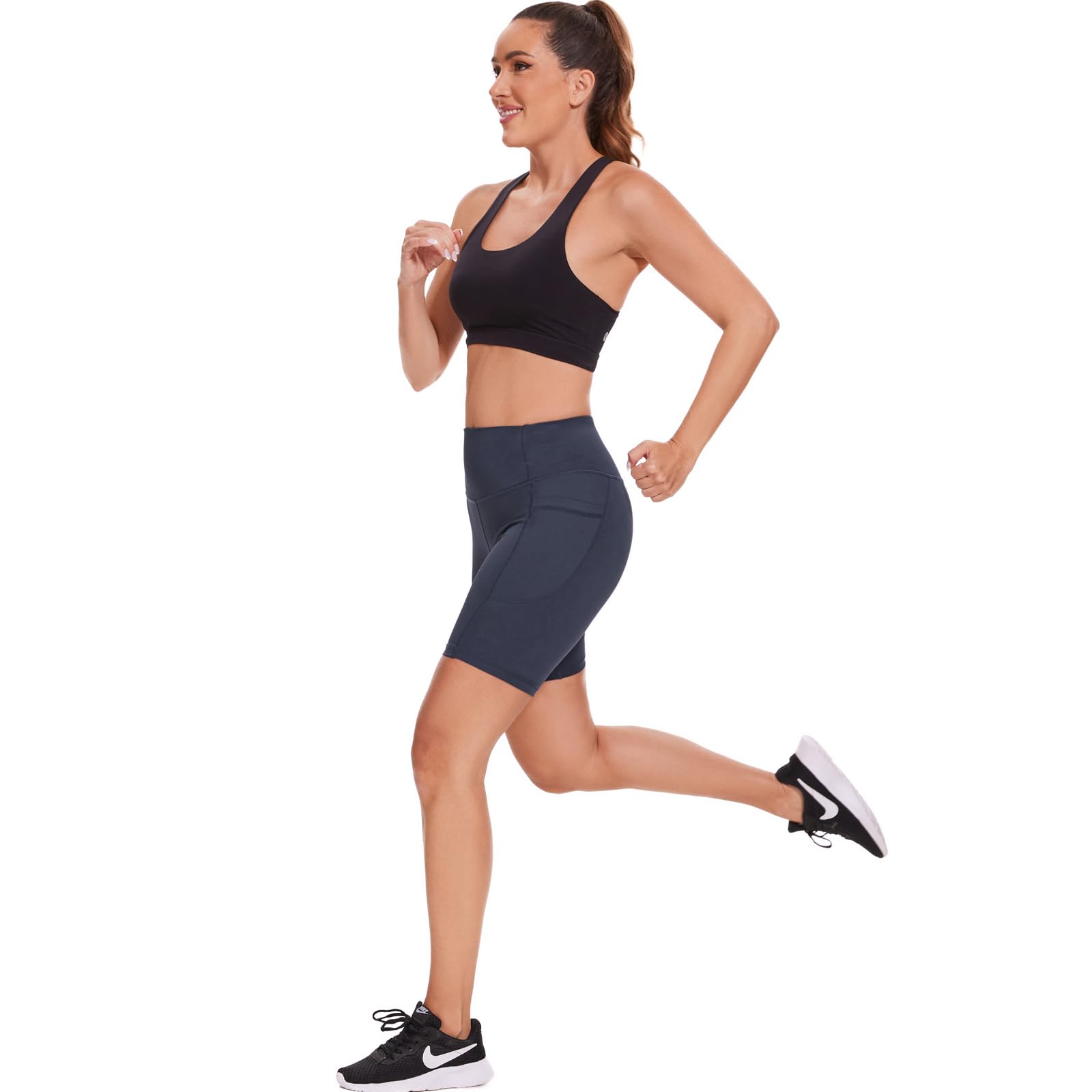 iniber Women's High Waist Biker Shorts with Pockets - Workout Yoga Spandex Athletic Bicycle Leggings for Running, Cycling & Gym