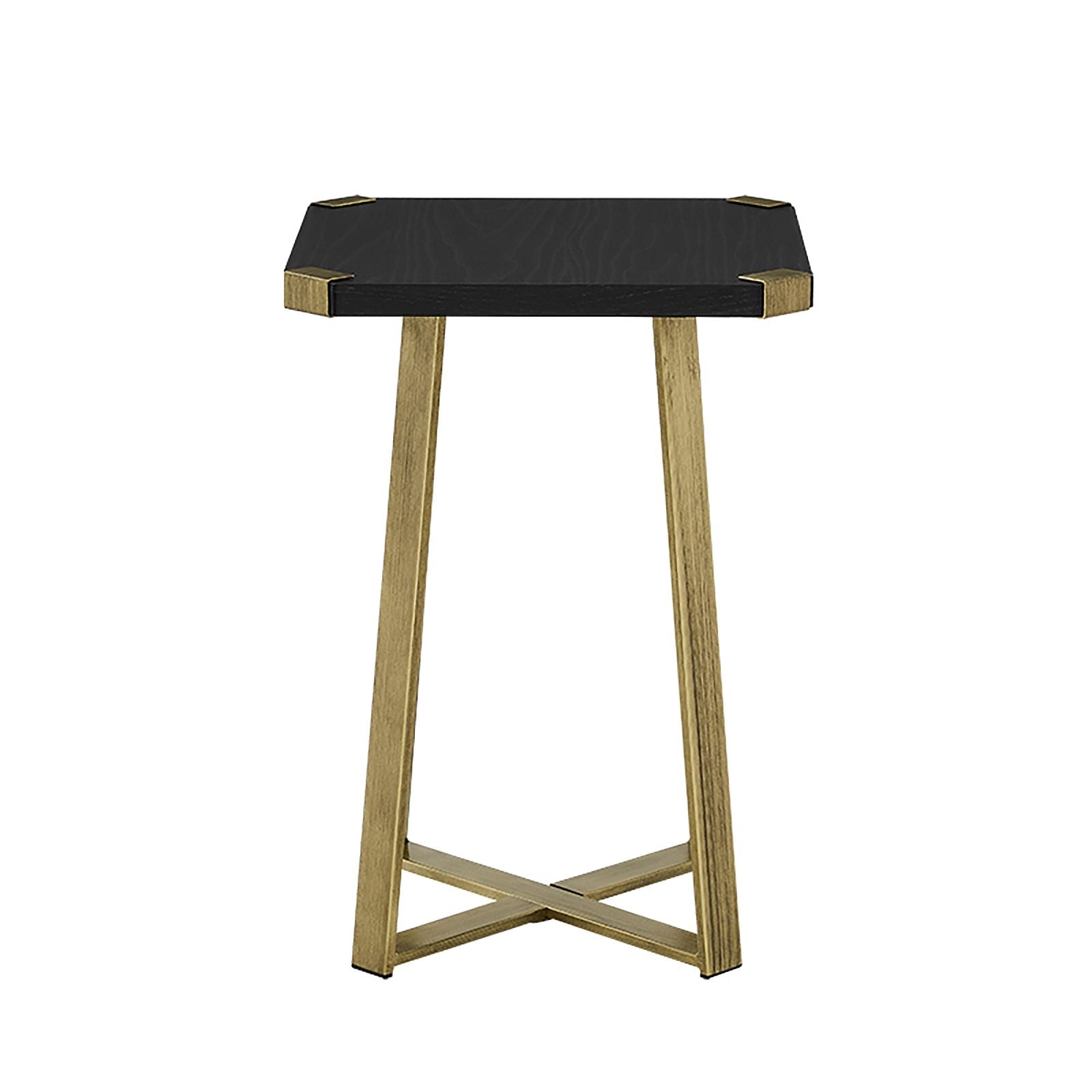 Criterion Capri Square End Table - Black Oak & Gold Finish, Modern Side Table for Living Room, Bedroom, or Office Decor
