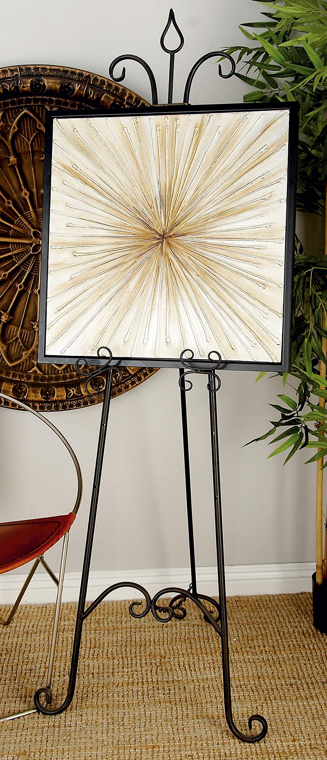 Deco 79 Extra Large Black Metal Scroll Adjustable Display Stand Easel with Chain Support - 23