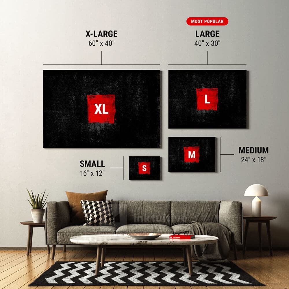 Inktuitive American Muscle Car Canvas Wall Art - Motivational & Inspirational Wall Decor for Bedroom, Living Room, Office - 16x12 Inches Black Framed Poster - Perfect for Man Cave, Garage & Auto Enthusiast Gifts