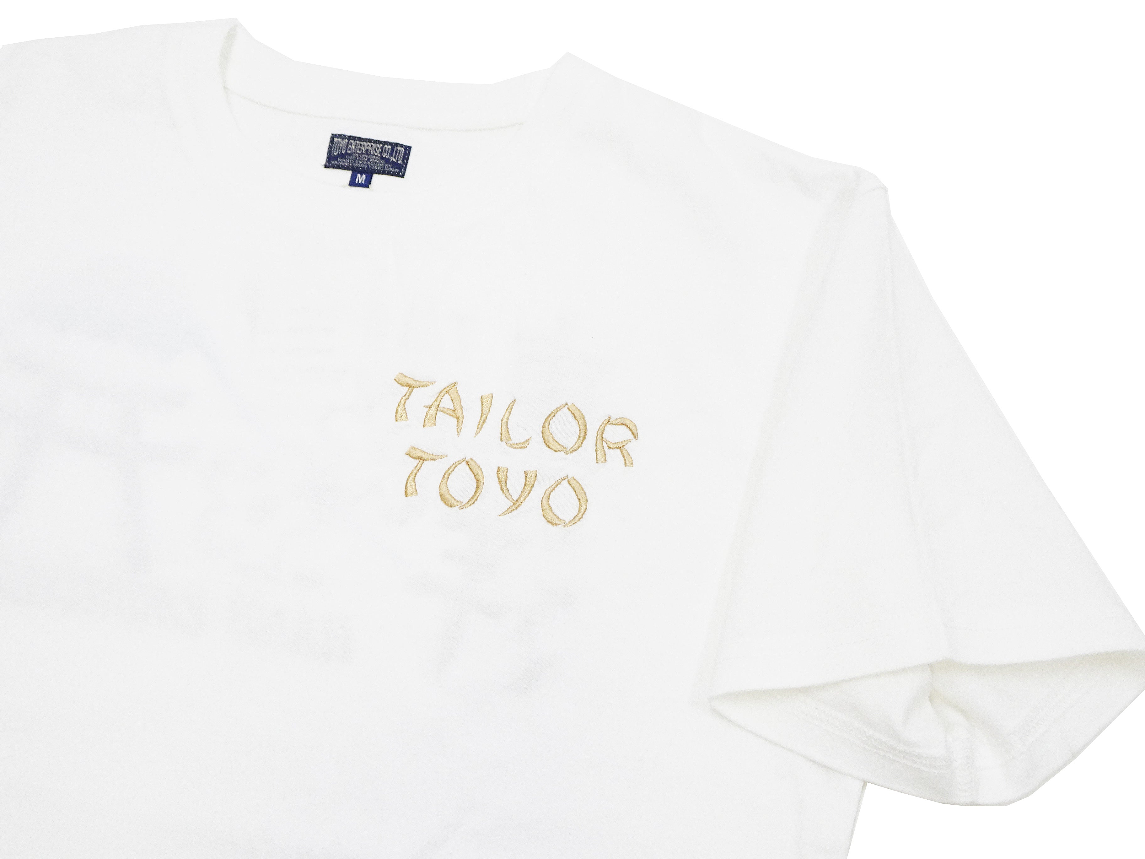 Men's Tailor Toyo Sukajan Style Embroidered Short Sleeve T-Shirt TT79213 - White Japanese Streetwear Fashion for Casual Wear & Summer Outfits